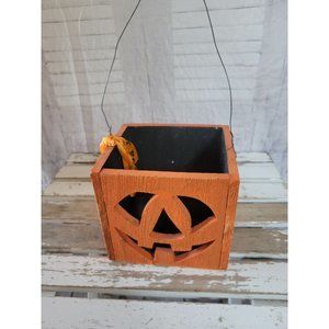 Wooden pumpkin basket box shabby chic Halloween home decor